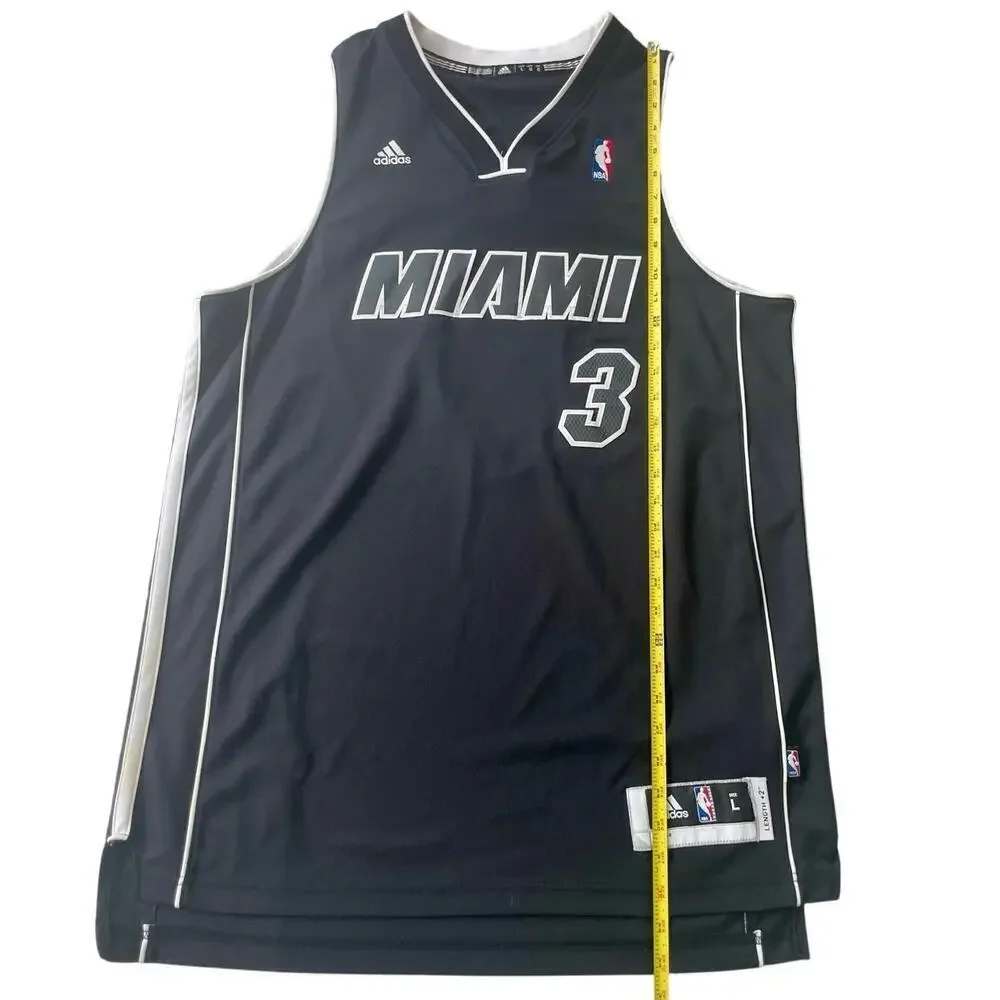 ADIDAS NBA MIAMI HEAT JERSEY DWYANE WADE SPECIAL EDITION BLACK OUT STITCHED SZ L
